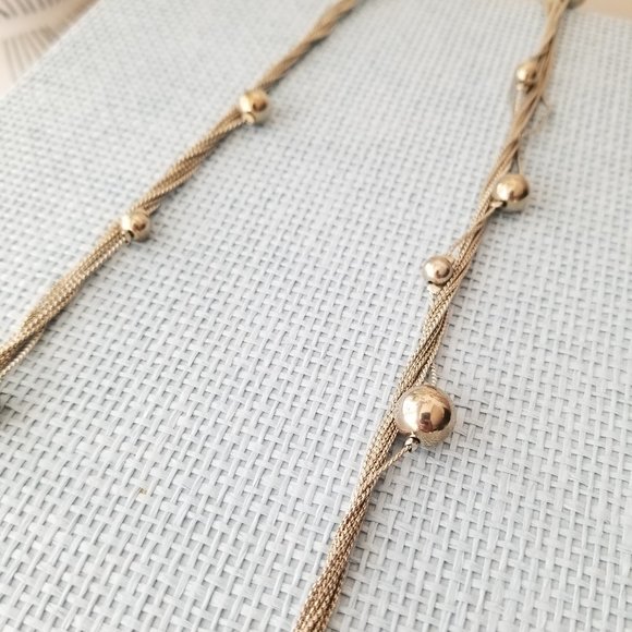 Silver Twisted Long Chain and Beads Necklace - Picture 5 of 6